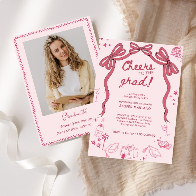 Hand plockade Doodles Whimsical Studentfest Inbjudningar (Skapare uppladdad)