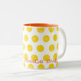 Hand plockade Dots Personlig Namn Gult Orange Två-Tonad Mugg