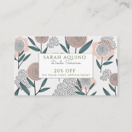 Hand plockade Doula Dusty Peach Coral Blommigt Rabattkort