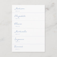 Hand plockade Dusty Blue Bröllop Place Card DIY