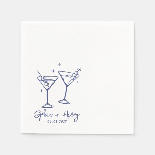Hand plockade Elegant Modern Cocktail Bröllop Pappersservett (Framsidan)
