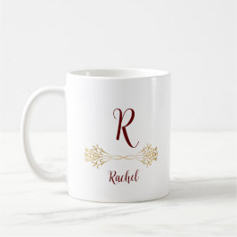 Hand plockade elegant Monogram Namn Golden Helgdag Kaffemugg
