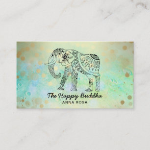 *~* Hand plockade Elephant Guld Mönster Buddha Visitkort