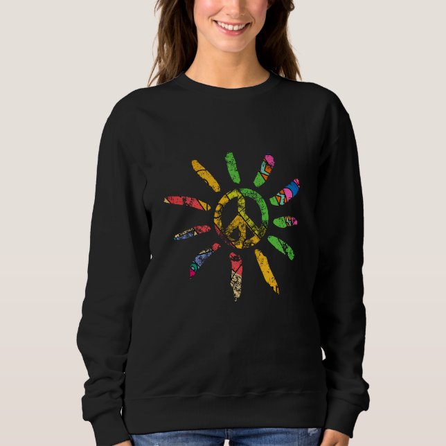 Hand plockade Ethnic Fredstecken Hippie Bohemian T Shirt (Framsida)