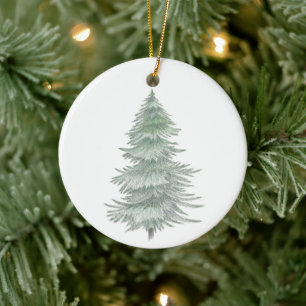 Hand plockade Evergreen Träd Julgransprydnad Keramik