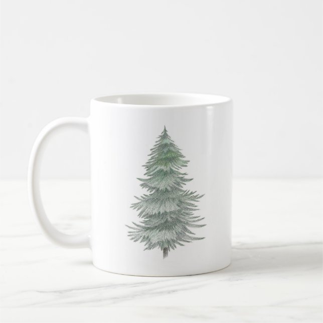Hand plockade Evergreen Träd Kaffemugg (Vänster)