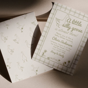 Hand plockade Fånig går ut på en neutral babyskugg Inbjudningar