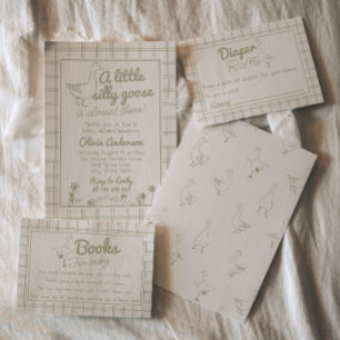 Hand plockade Fånig går ut på en neutral babyskugg Inbjudningar