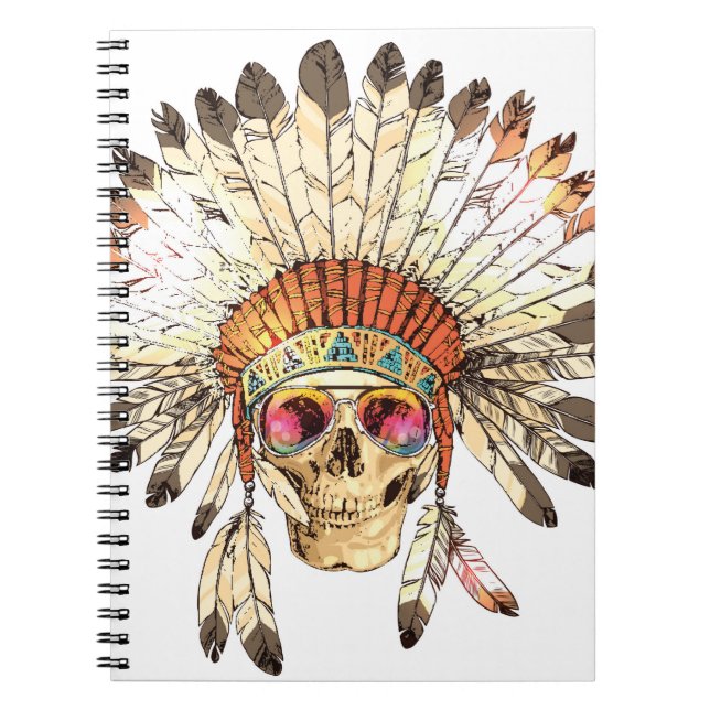 hand plockade Färg Native Indian Headdress  Anteckningsbok (Framsidan)