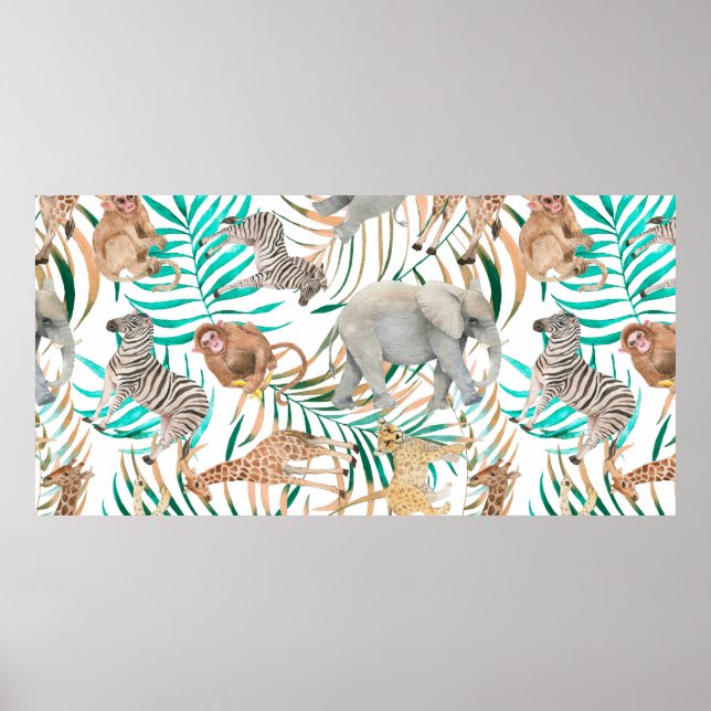 Hand plockade färglöst, sömlös mönster med vattenk poster (Framsidan)