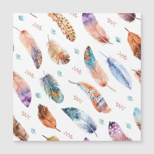 Hand plockade Feathers: White Background Mönster