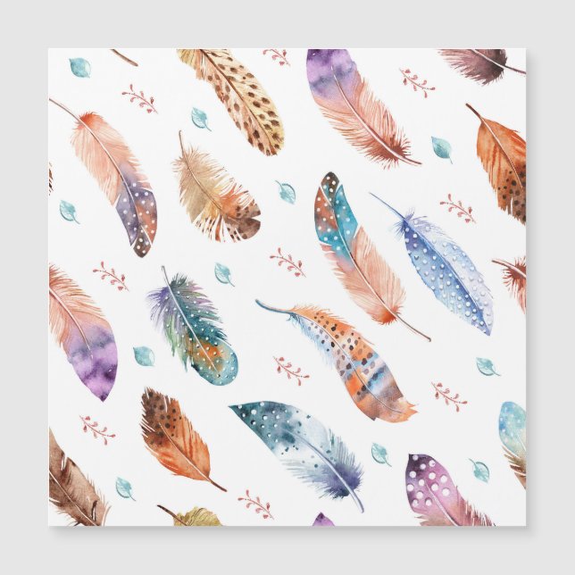 Hand plockade Feathers: White Background Mönster (Framsida)