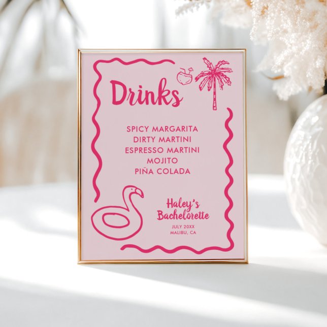 Hand plockade final Flamingle Bachelorette Drinks Poster (Skapare uppladdad)