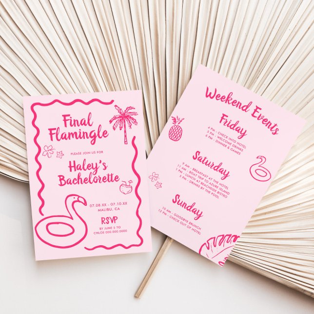 Hand plockade final Flamingle Bachelorette Inbjudningar (Skapare uppladdad)