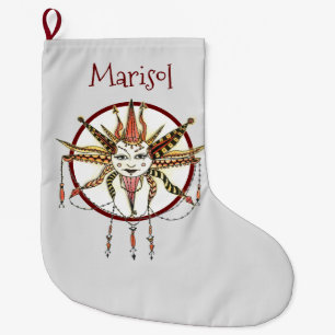 Hand plockade Finare Boho Sol Personlig Stor Julstrumpa