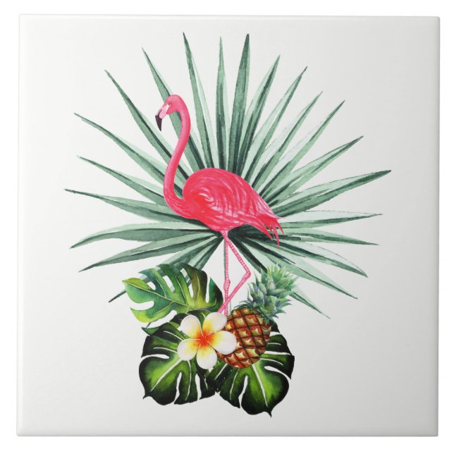 Hand plockade flamingo Decorative Ceramic Photo Ti Kakelplatta (Framsidan)