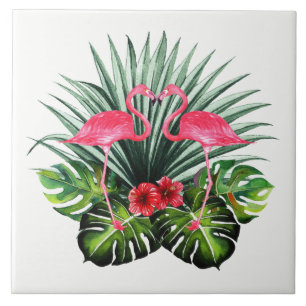 Hand plockade flamingo Decorative Ceramic Photo Ti Kakelplatta