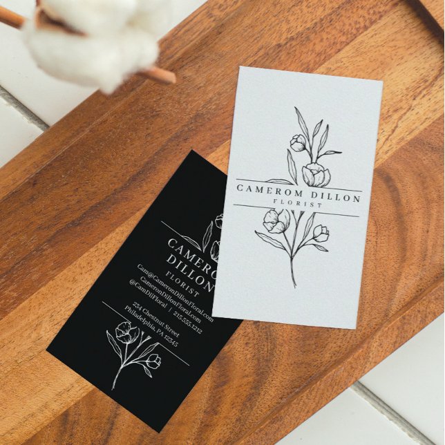 Hand plockade Florist Botaniskt Affärskort Visitkort (Skapare uppladdad)