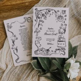 Hand plockade Flower Girl Frieri Card Inbjudningar