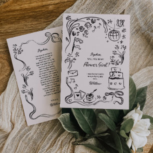 Hand plockade Flower Girl Frieri Card Inbjudningar