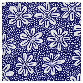 Hand plockade Flower Mönster 140617 - Deep Navy Tyg