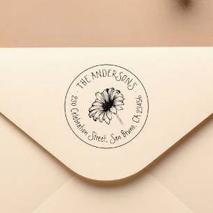 Hand plockade Flower   Returadressen Rustic Namn Självfärgande Stämpel