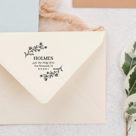 Hand plockade Flower Sprigs Namn & Adress Stämpel