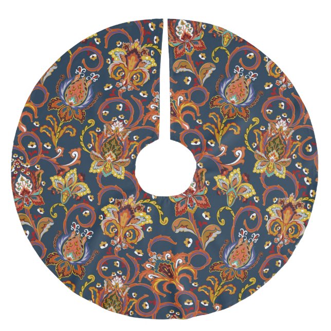 Hand plockade Flowers: Färgflockar Mönster Julgransmatta Borstad Polyester (Framsidan)