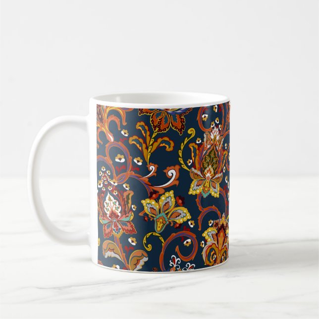 Hand plockade Flowers: Färgflockar Mönster Kaffemugg (Vänster)