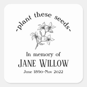 Hand plockade Flowers Memorial Plant Seeds Fyrkantigt Klistermärke