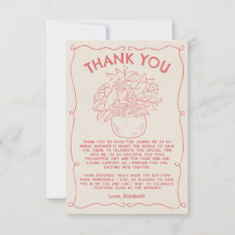 Hand plockade Flowers Ram Coral Red Tack-kort Inbjudningar