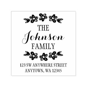 Hand plockade Flowers Returadress Självfärgande Stämpel