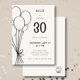 Hand plockade födelsedag oavsett svart ålder inbjudningar