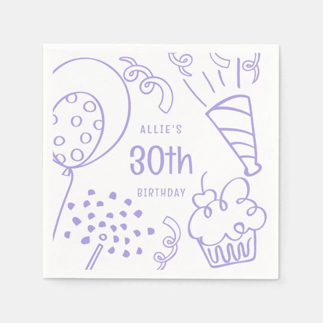 Hand plockade Födelsedagsfest, eventuell åldersgrä Pappersservett (Framsidan)