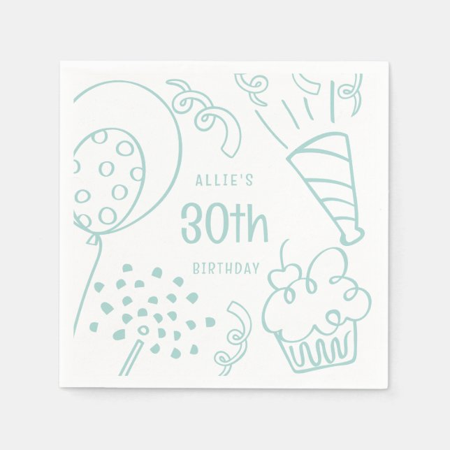 Hand plockade Födelsedagsfest, eventuell Grönt för Pappersservett (Framsidan)