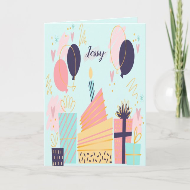 Hand plockade-födelsedagskort anteckningskort (Framsida)