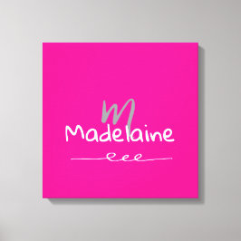 Hand plockade Font Monogram Rosa White Canvastryck