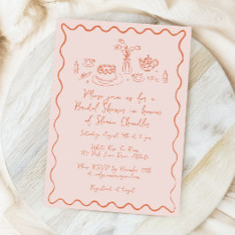 Hand plockade Food and Drinks Doodles Möhippa Brun Inbjudningar