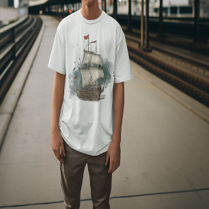 Hand plockade Frakt i kupongvåg i Stänk-bakgrunden T Shirt