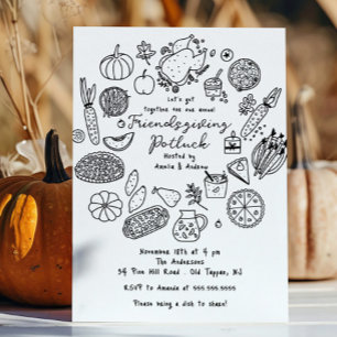 Hand plockade Friendsgiving inbjudan att lämna pro