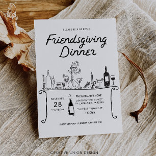 Hand plockade Friendsgiving-middag Inbjudningar