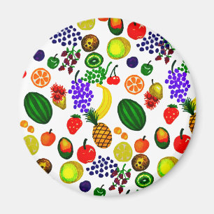 Hand plockade Fruit Medley Mönster Magnet