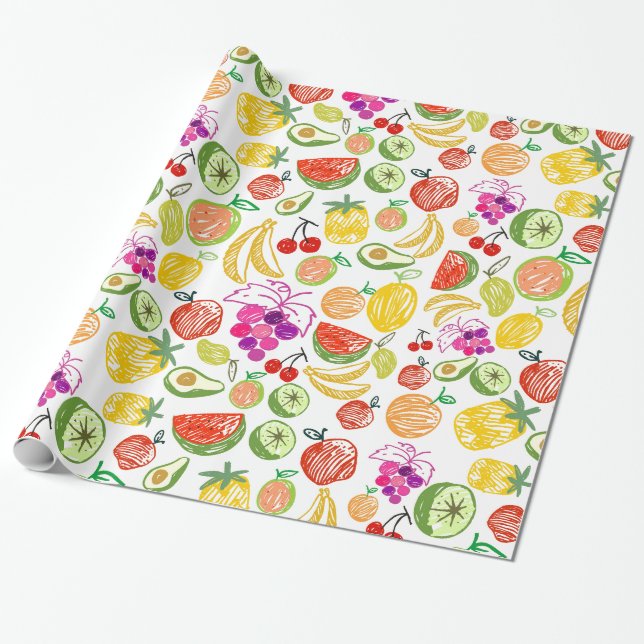 Hand plockade Fruit Presentpapper (Utrullad)
