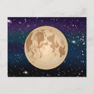 Hand plockade Full Moon och mousserande stjärnor Vykort