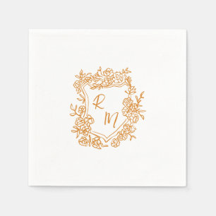 Hand plockade Funky Blommigt Vapensköld Monogram B Pappersservett