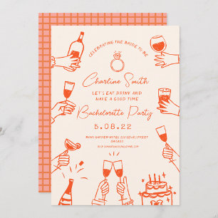 Hand plockade Funky Handwriter Möhippa Brunch Inbjudningar