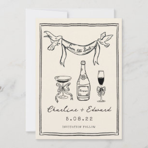 Hand plockade Funky Handwriter Spara datum Spara Datumet