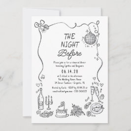 Hand plockade Funky Retro Whimsical Rehearsal Midd Inbjudningar