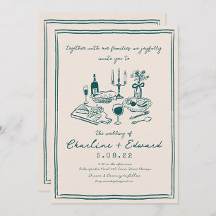 Hand plockade Funky Teckning Handwriter Bröllop Inbjudningar