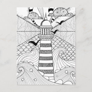 Hand plockade fyr Doodle Vykort